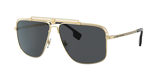 Versace VE2242 61 Light Grey Mirror Black & Gunmetal Sunglasses 