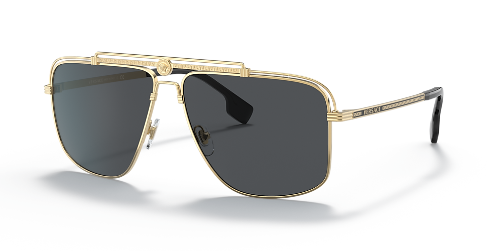 Versace VE2242 61 Dark Grey & Gold Sunglasses | Sunglass USA