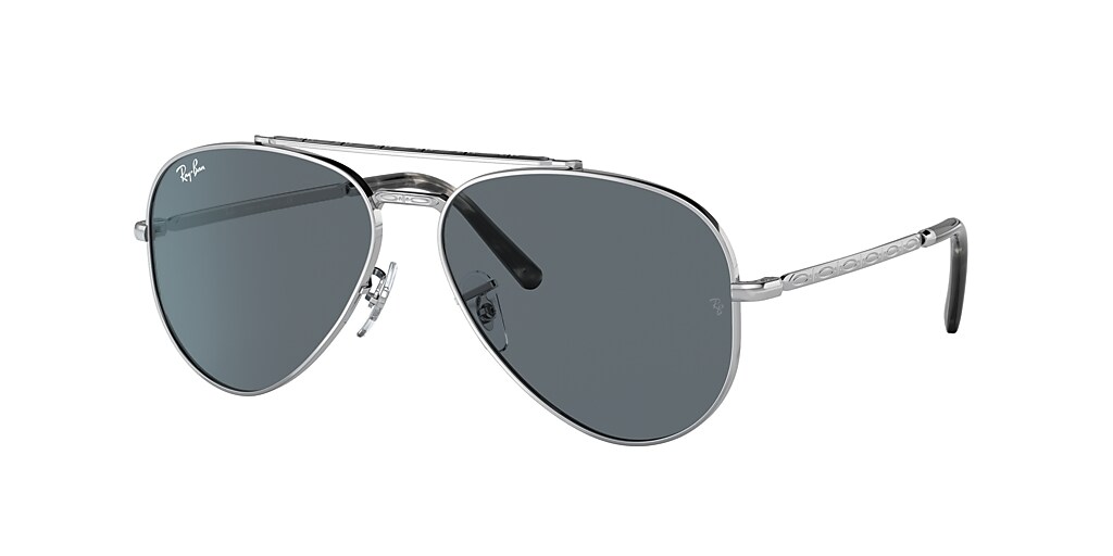 Ray-Ban RB3625 New Aviator 55 Blue & Silver Sunglasses | Sunglass Hut USA