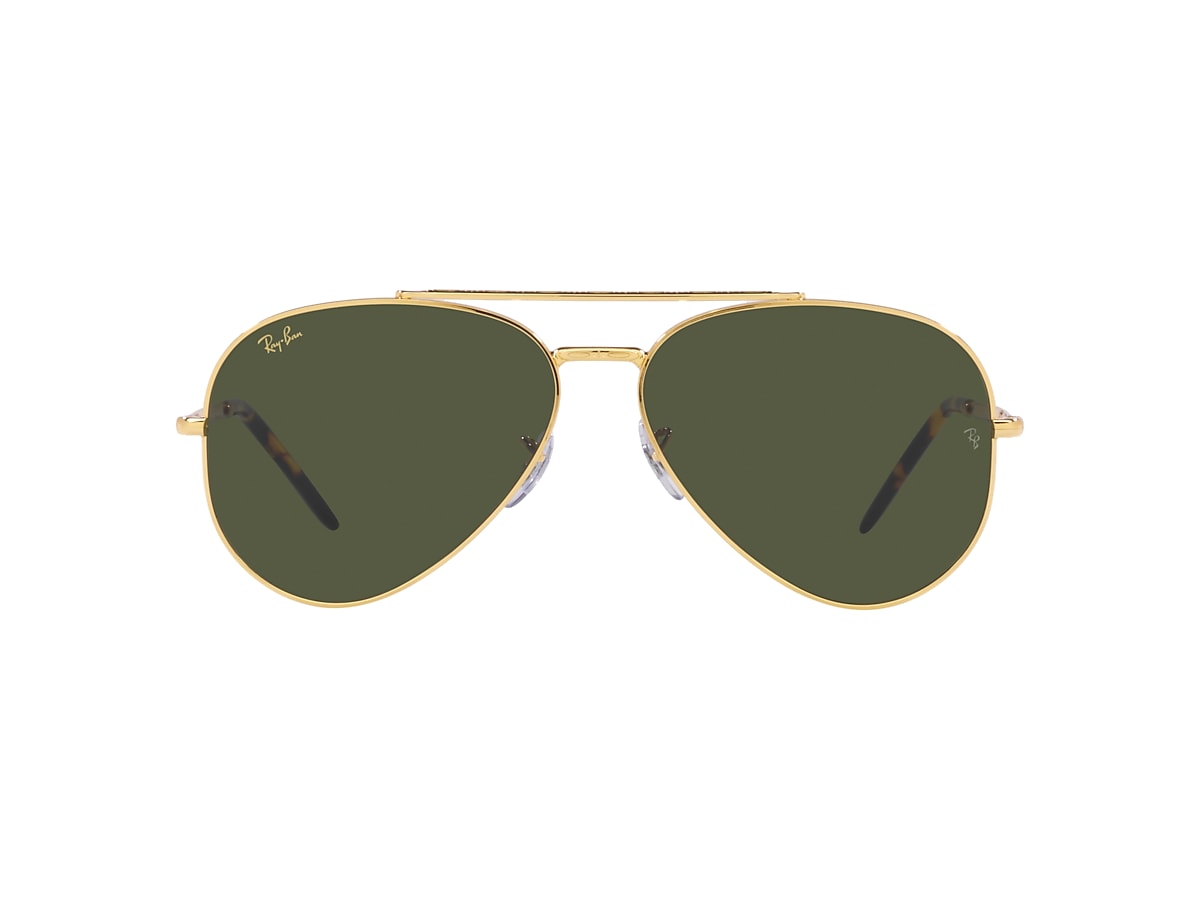paneel Blauw Korst Ray-Ban RB3625 New Aviator 58 Green & Gold Sunglasses | Sunglass Hut USA
