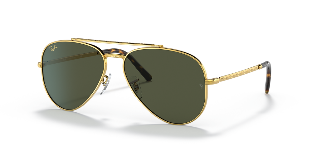 Taiko mave psykologi Manhattan Ray-Ban RB3625 New Aviator 58 Green & Gold Sunglasses | Sunglass Hut USA