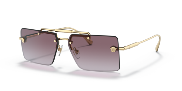 Óculos de sol Versace Medusa Glam VE2245, formato oval, armação em metal preto e, lente cinza sólida