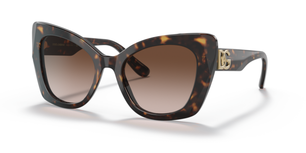 Óculos de sol Dolce & Gabbana DG4405, formato cat-eye, armação em acetato tartaruga, lente marrom