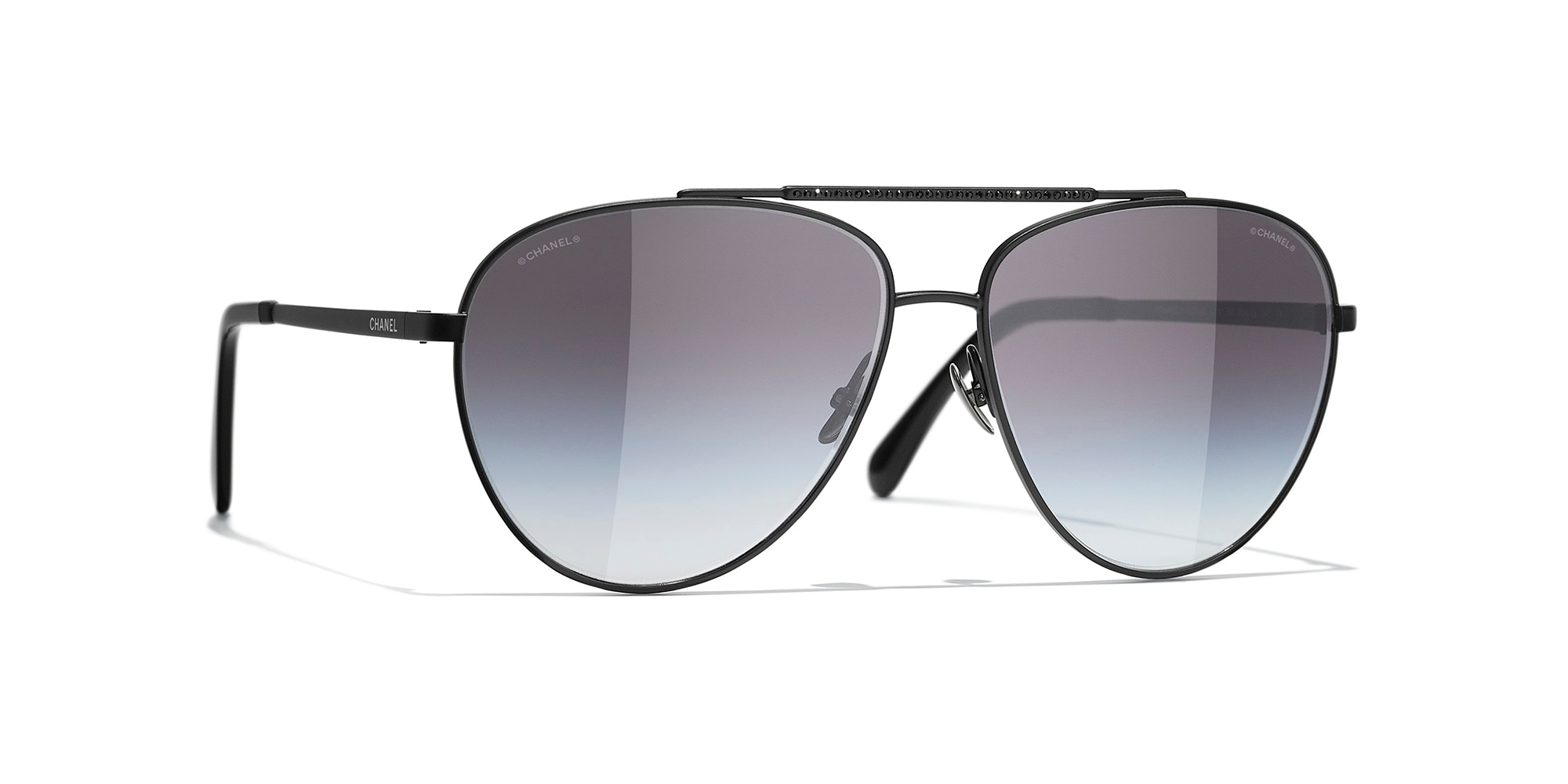 Chanel Interlocking CC Logo Aviator Sunglasses  Black Sunglasses  Accessories  CHA878645  The RealReal