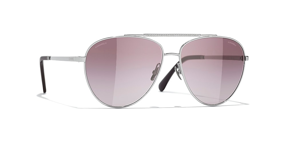 Chanel Pilot Sunglasses CH4279B 60 Burgundy & Dark Silver Sunglasses |  Sunglass Hut Australia