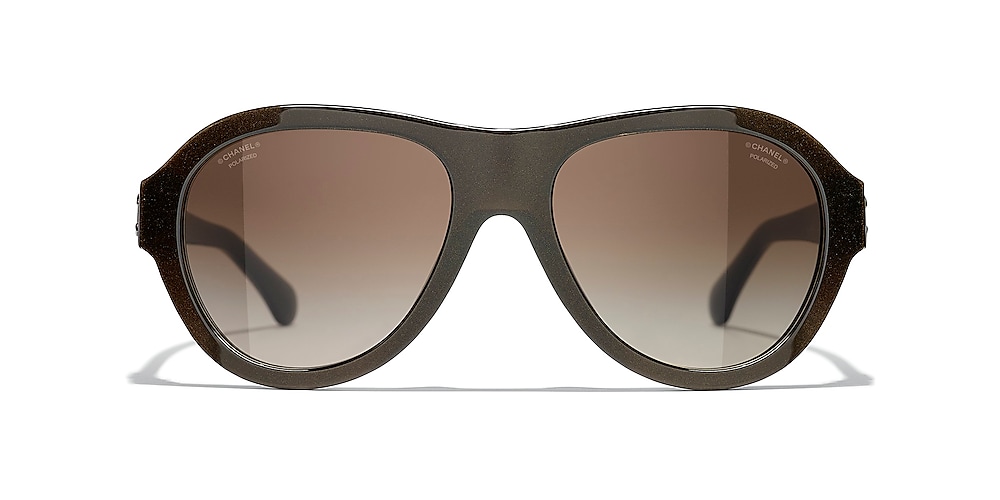 Chanel Pilot Sunglasses CH5467B 55 Braun und Braun Polarisiert