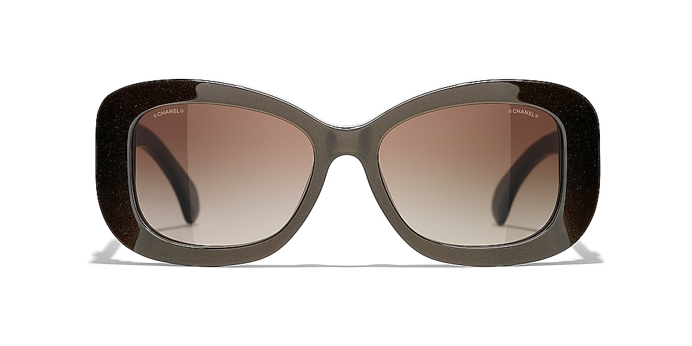CHANEL Square Sunglasses CH5439Q Striped Grey/Brown Gradient at