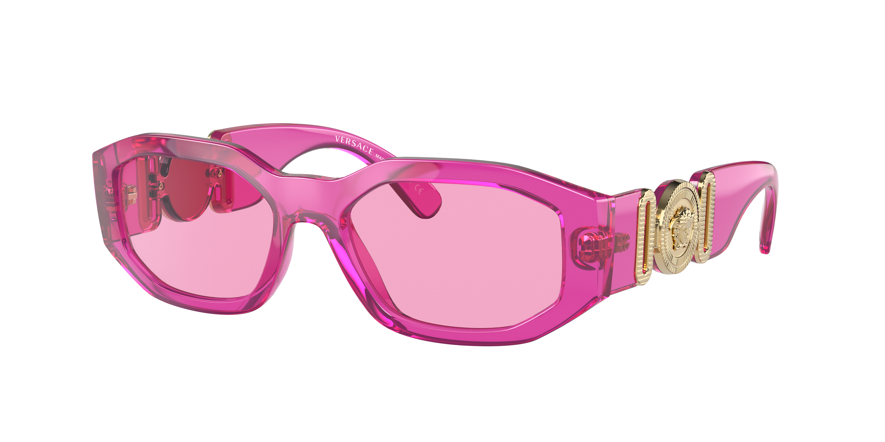 Versace Ve 4361 5334/5 Geometric Sunglasses In Fuchsia | ModeSens