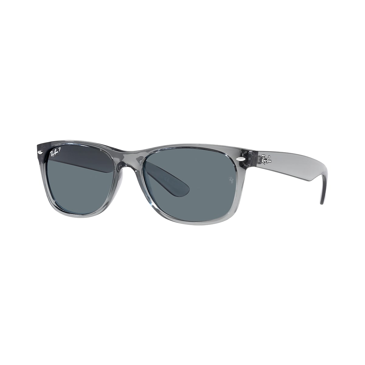 Ray-Ban RB2132 New Wayfarer Classic 58 Dark Blue Polarized & Transparent  Grey Polarized Sunglasses | Sunglass Hut USA