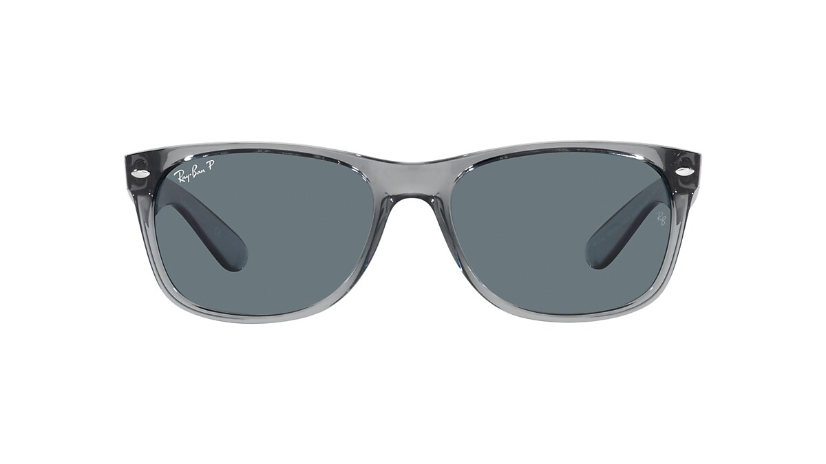 RAY-BAN RB2132 New Wayfarer Classic Transparent Grey - Sunglasses, Dark  Blue Lens