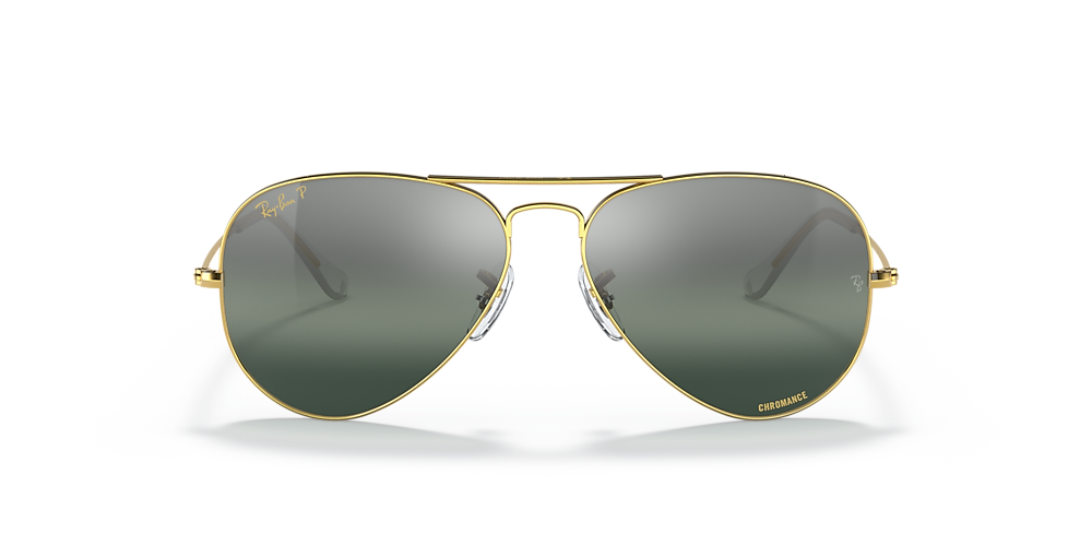 Ray-Ban RB3025 Aviator Chromance 58 Silver/Blue & Gold Polarized Sunglasses