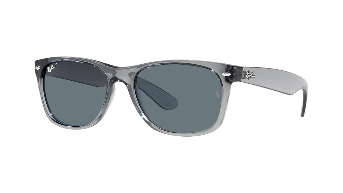 RAY-BAN RB2132F Transparent Grey - Unisex Sunglasses, Dark Blue Polar Lens