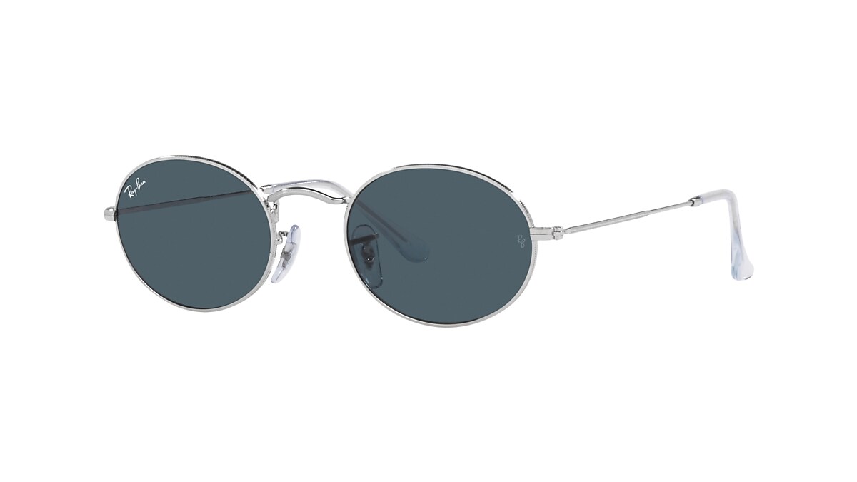 Ray-Ban RB3547 Oval 51 Blue & Silver Sunglasses | Sunglass Hut