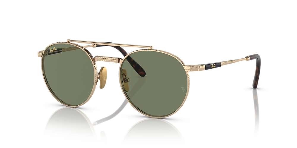 Ray-Ban RB8237 Round II Titanium 50 Green & Gold Sunglasses | Sunglass Hut  USA