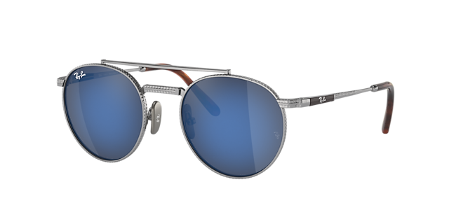 Ray-Ban RB8237 Round II Titanium 50 Grey Blue & Silver Sunglasses
