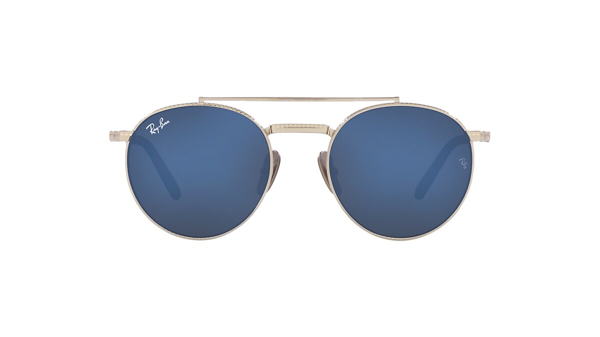 RAY-BAN RB8237 Round II Titanium Silver - Unisex Sunglasses, Grey Blue Lens