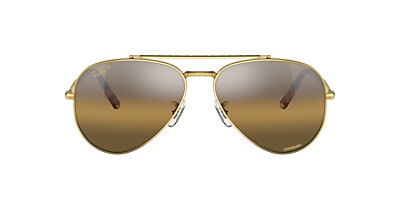 Ray-Ban RB3625 New Aviator 58 Silver/Brown & Gold Polarized