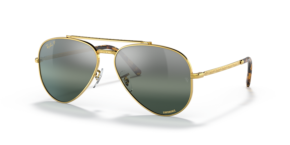 Ray-Ban RB3625 New Aviator 55 Silver/Blue & Gold Polarised Sunglasses