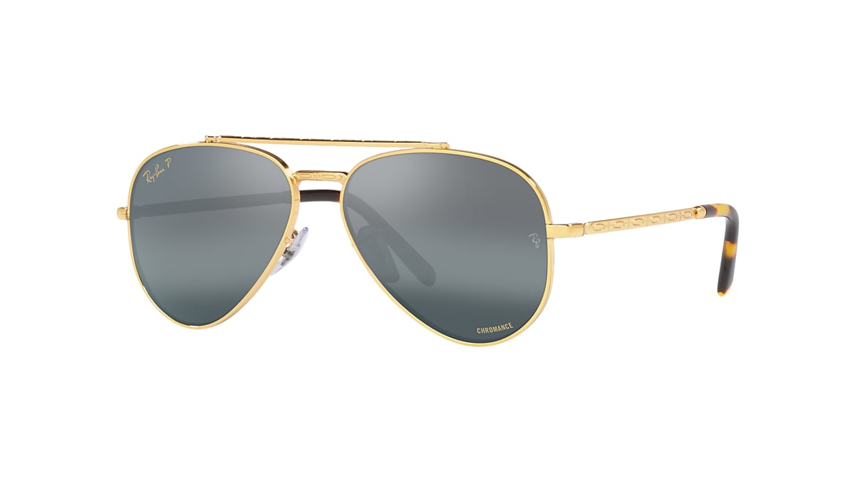 Ray-Ban RB3625 New Aviator 62 Silver/Blue & Gold Polarized