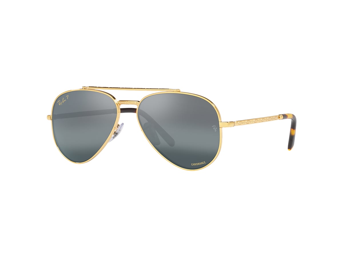 Ray-Ban RB3625 New Aviator 62 Silver/Blue & Gold Polarized