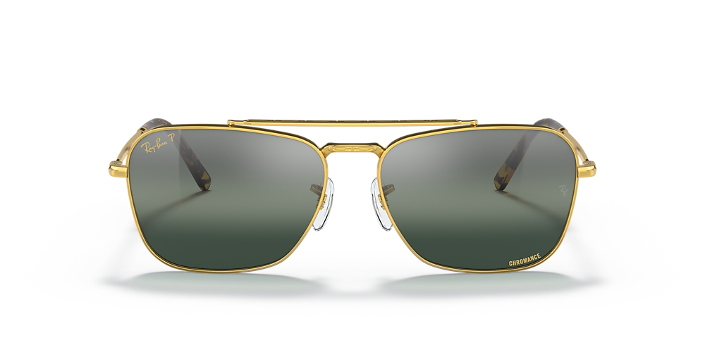 Ray-Ban RB3636 New Caravan 58 Silver/Blue & Gold Polarized Sunglasses |  Sunglass Hut USA