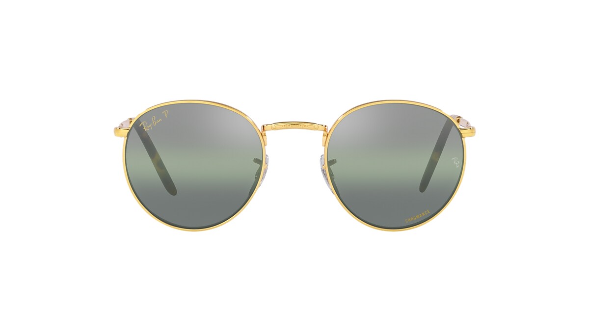 RAY-BAN RB3637 New Round Gold - Unisex Sunglasses, Silver/Green Lens