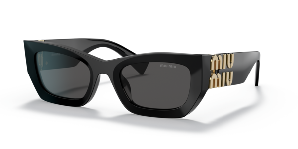 Óculos de sol Miu Miu Miu Glimpse MU09WS, formato oval, armação em acetato preto, lente cinza sólida