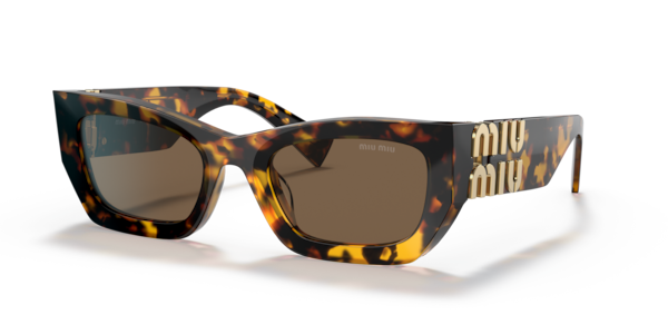 Óculos de sol Miu Miu Miu Glimpse MU09WS, formato oval, armação em acetato caramelo translúcido, lente marrom sólida