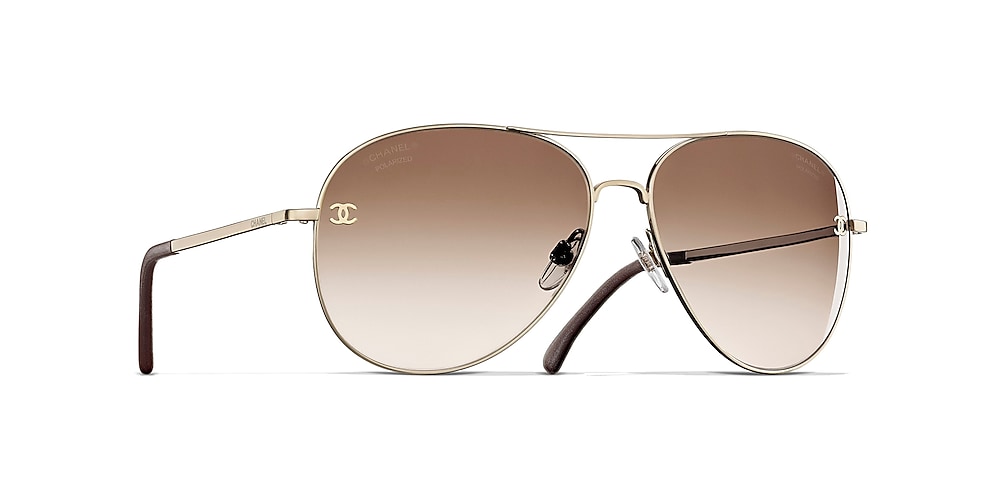 Chanel Pilot Sunglasses CH4189TQ 59 Brown & Gold & Brown Polarised