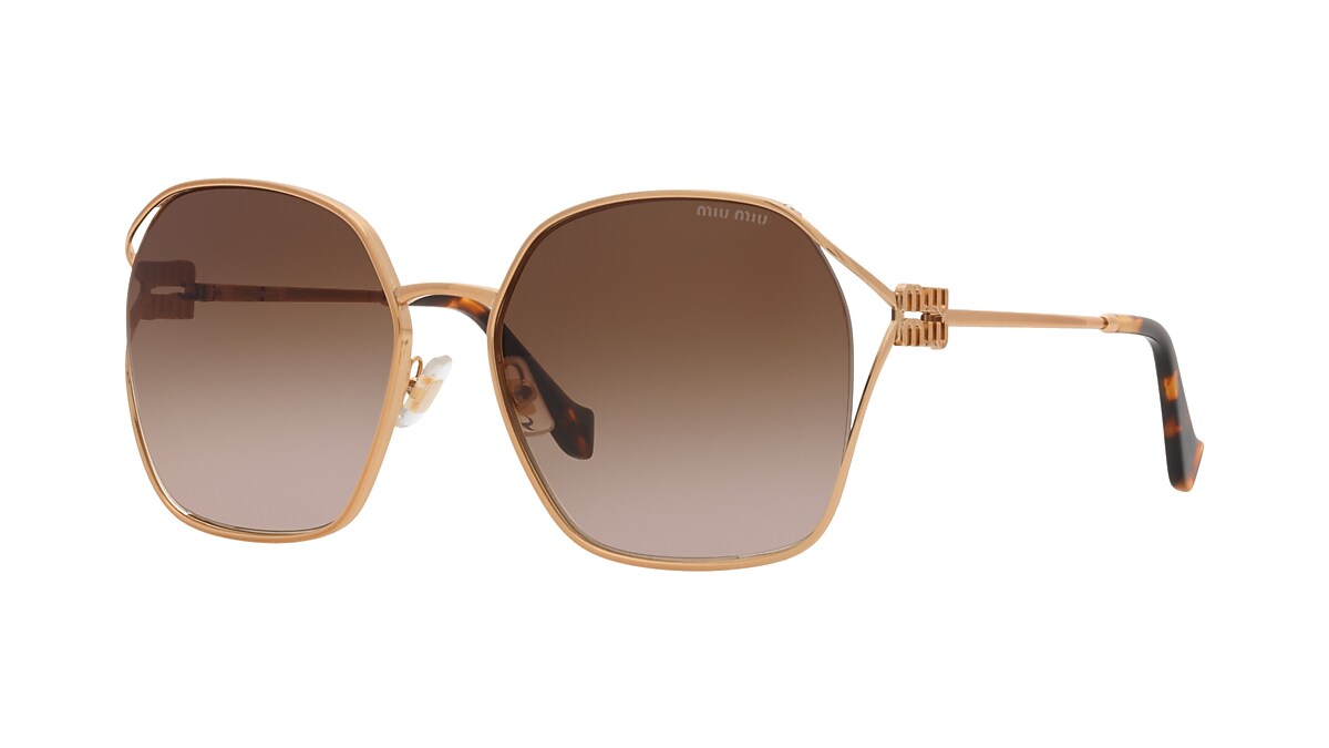 MIU MIU MU 52WS Brass - Woman Luxury Sunglasses, Brown Gradient Lens