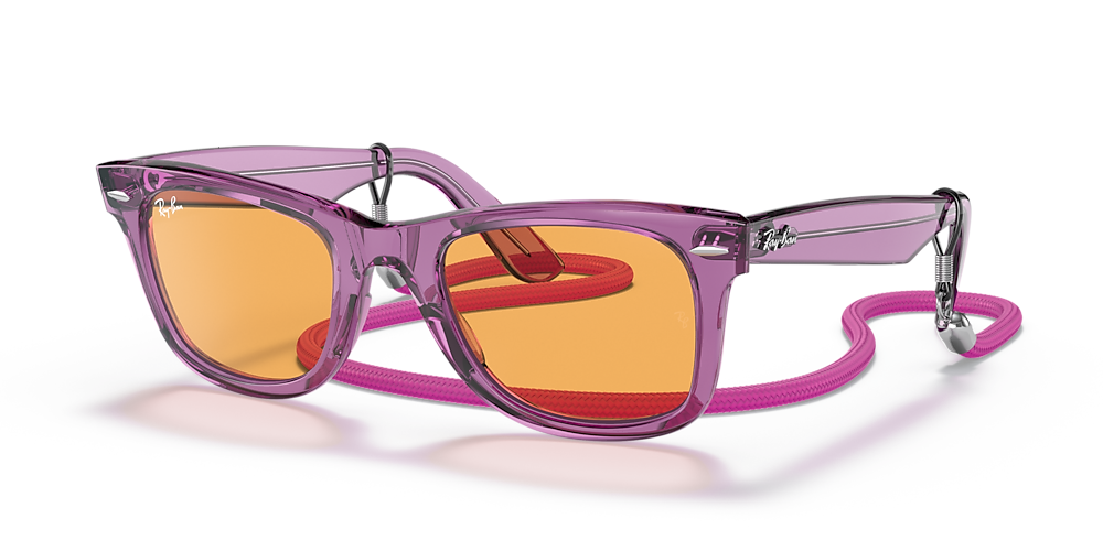 Oriëntatiepunt kip verkoudheid Ray-Ban RB2140 Original Wayfarer Colorblock 50 Orange & Transparent Violet  Sunglasses | Sunglass Hut USA