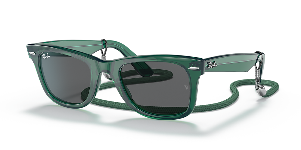 Ray-Ban RB2140 Original Wayfarer Colorblock 50 Dark Grey & Transparent  Green Sunglasses | Sunglass Hut USA