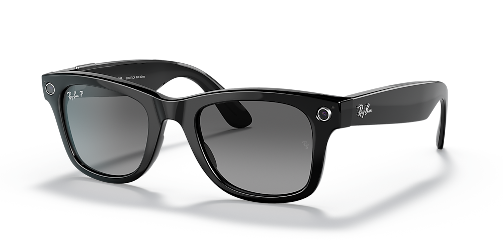 Ray-Ban RW4002 Ray-Ban Stories | Wayfarer 50 Grey & Shiny Black Polarized  Sunglasses | Sunglass Hut USA