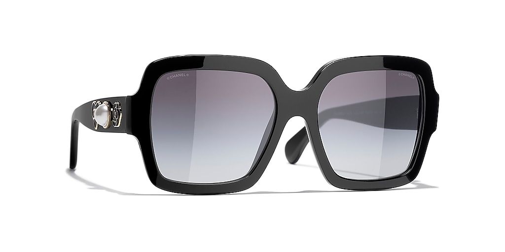 Chanel Square Sunglasses CH5479 56 Grey & Black Sunglasses | Sunglass ...