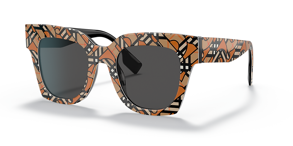 Burberry BE4382U 49 Grey & Top Orange/Black Sunglasses | Sunglass 