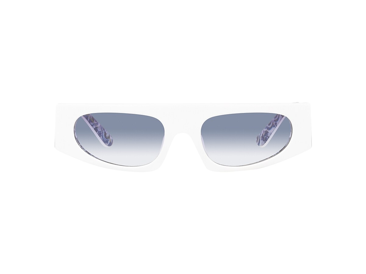 DOLCE&GABBANA DG4411 White On Blue Maiolica - Women Luxury Sunglasses,  Gradient Light Blue Lens