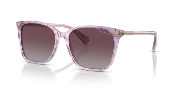 Óculos de sol Ralph RA5293, formato quadrado, armação em acetato violeta, lente violeta polarizada