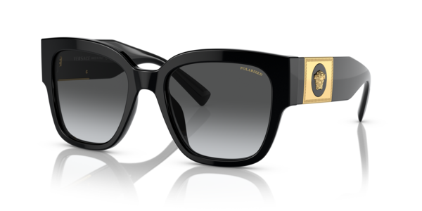 Óculos de sol Versace Squared VE4437U, formato quadrado, armação em acetato preto, lente cinza escura
