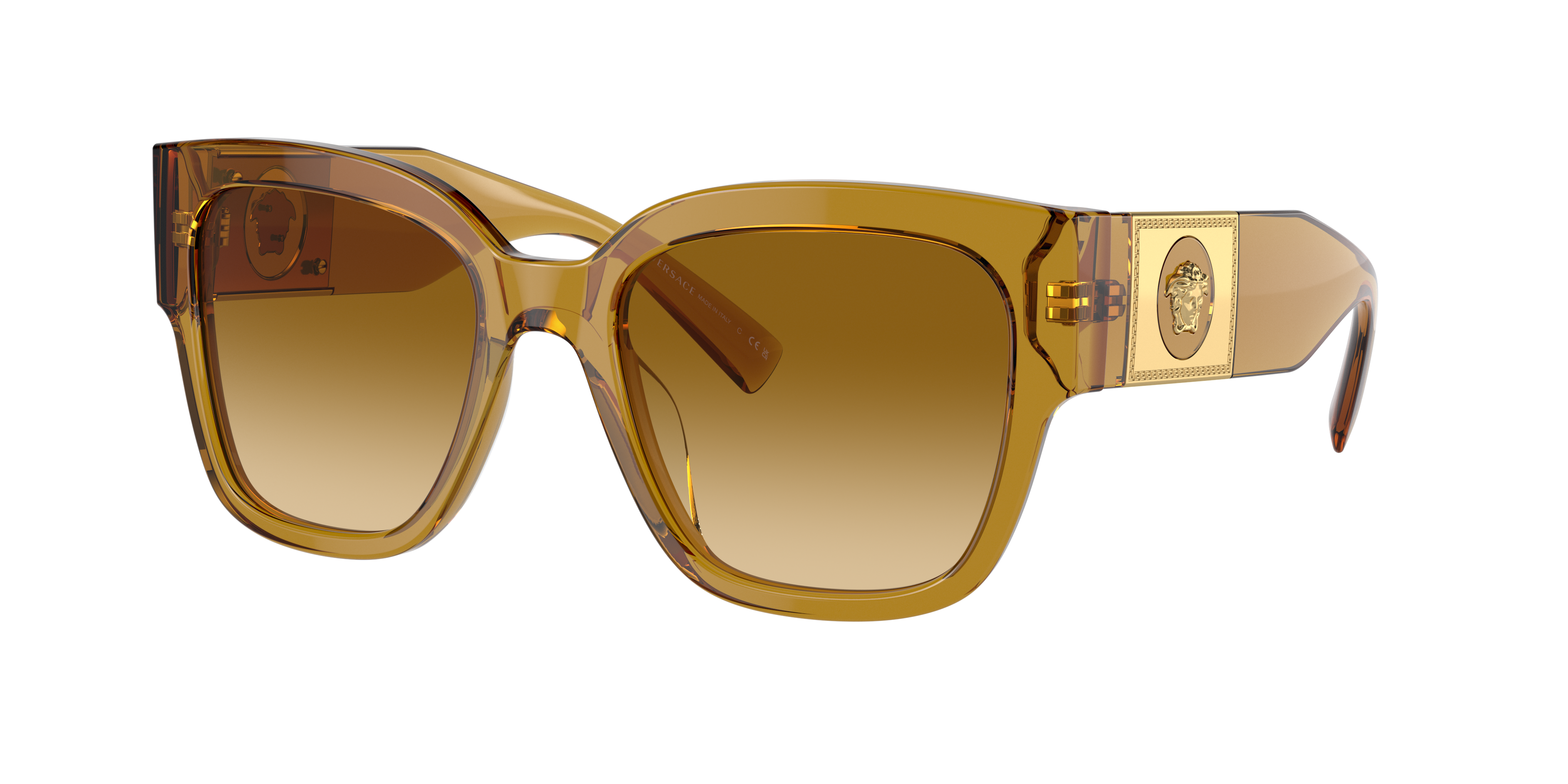 Shop Versace Woman Sunglasses Ve4437u In Light Yellow Gradient Ochre