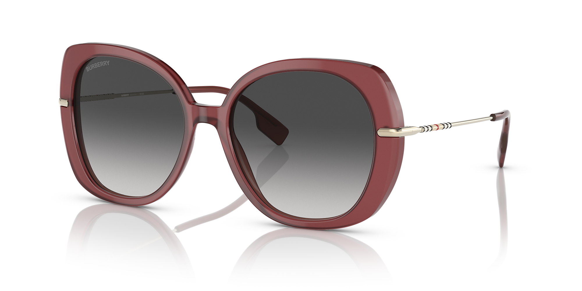 Burberry BE4374 Eugenie 55 Grey Gradient & Bordeaux Sunglasses ...