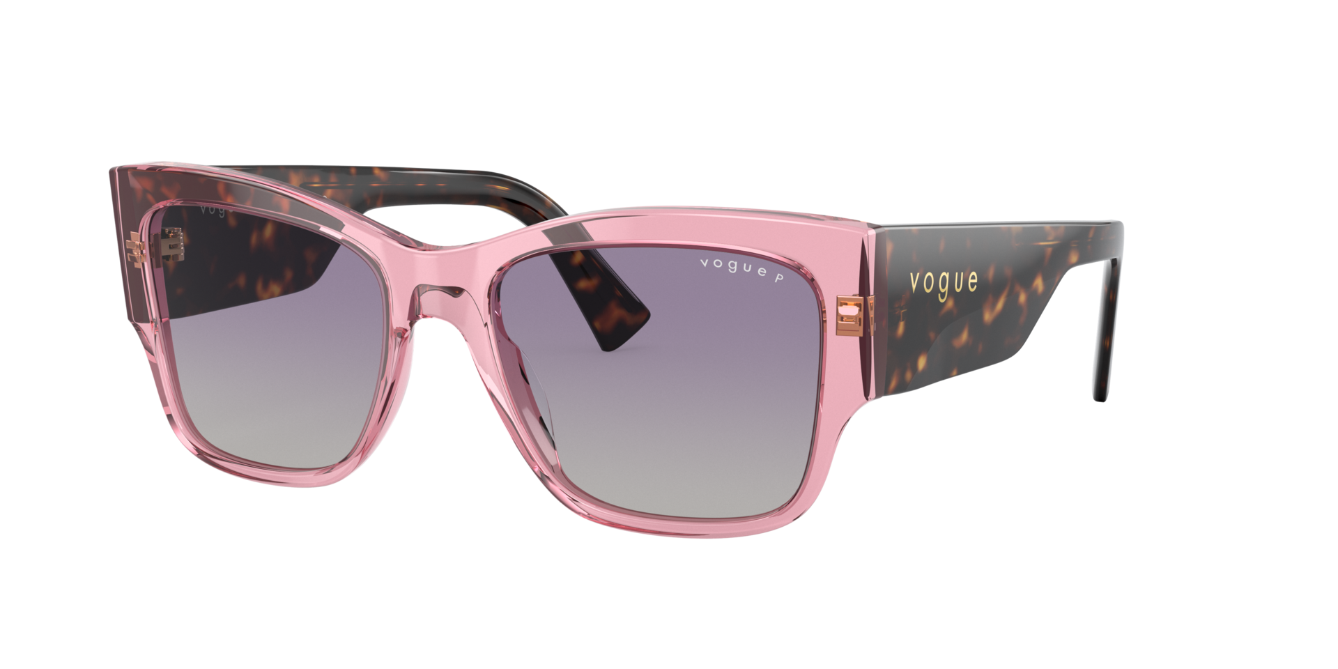 Vogue Eyewear Woman Sunglass VO5462S -  Frame color: Transparent Pink, Lens color: Polar Grey Gradient Violet