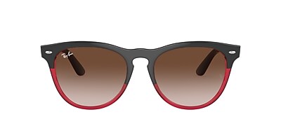 Ray-Ban RB4471 Iris 54 Brown & Grey On Transparent Red Sunglasses 