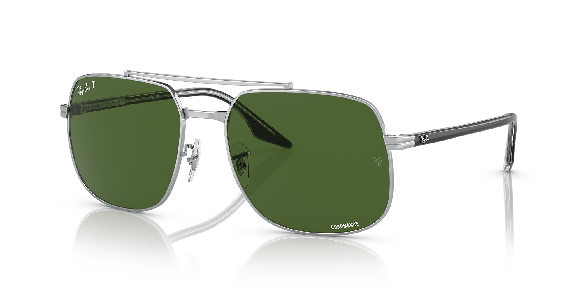 RayBan RB3699 59 Dark Green & Silver Polarized Sunglasses Sunglass