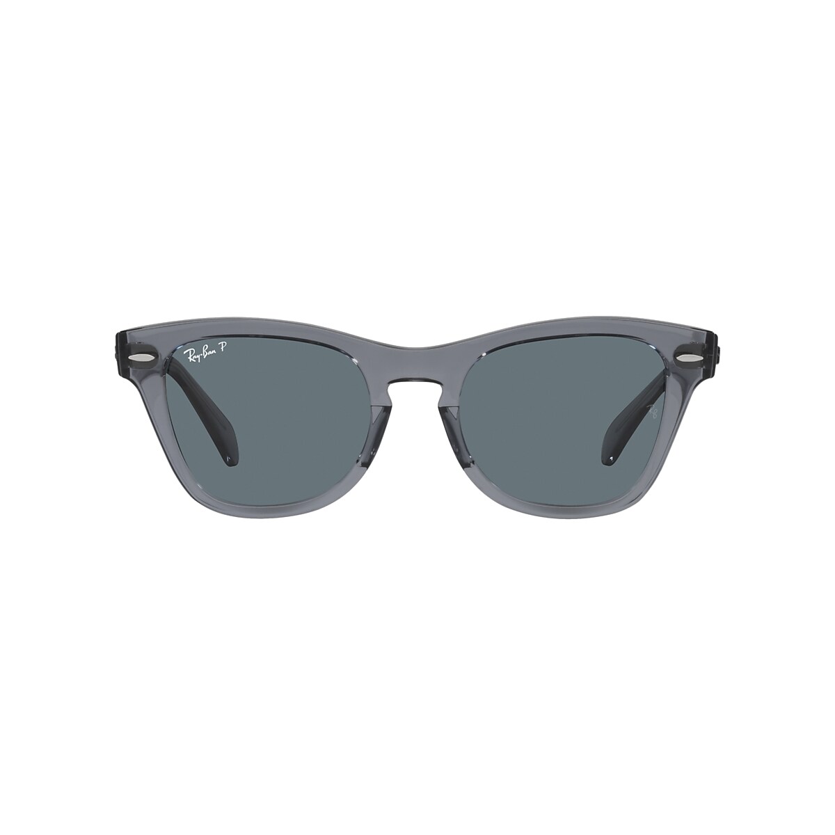 RAY-BAN RB0707S Transparent Grey - Unisex Sunglasses, Dark Blue Lens