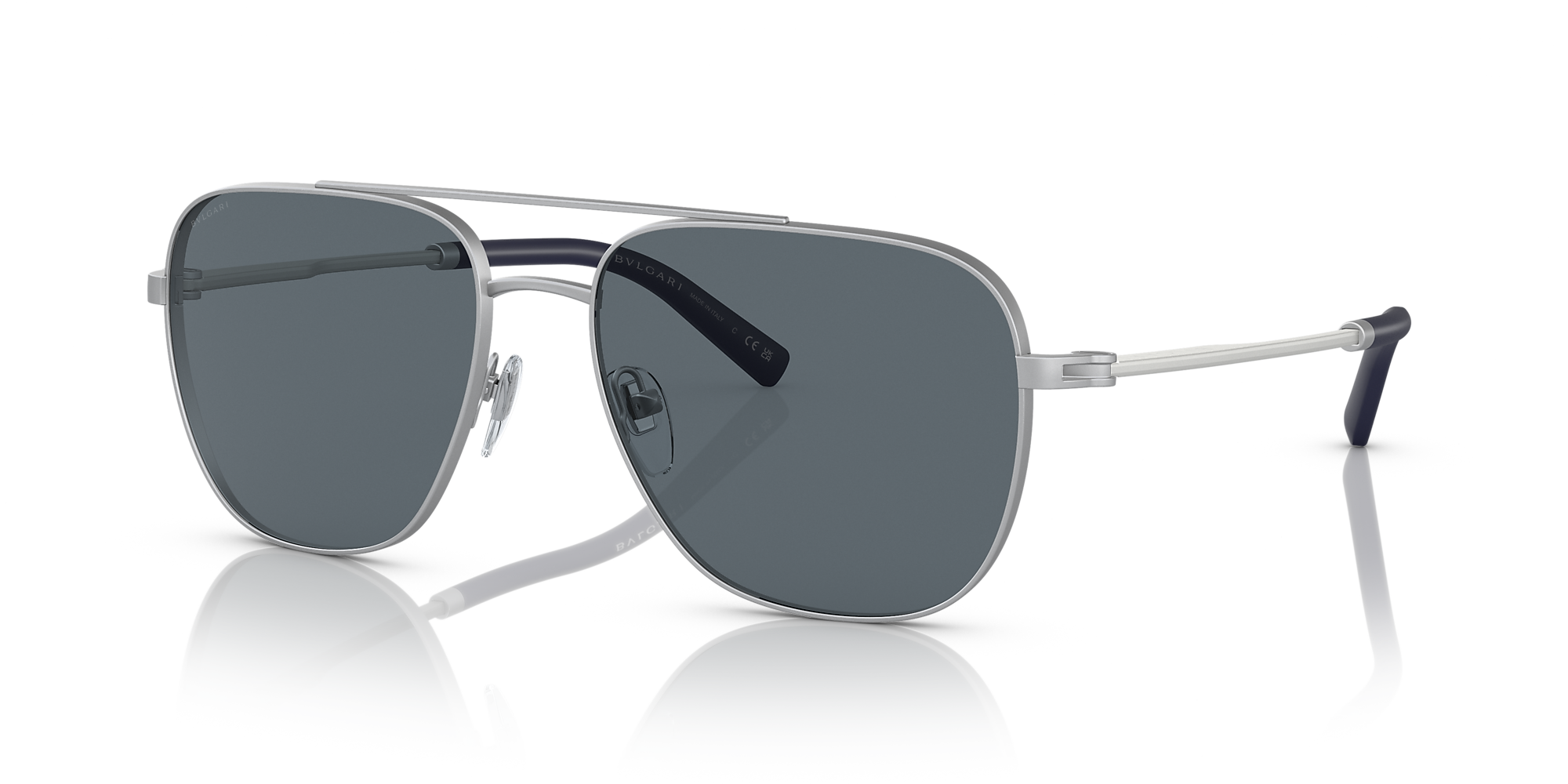 Bvlgari BV5059 58 Azul & Prata fosco Óculos de sol Sunglass Hut Brazil