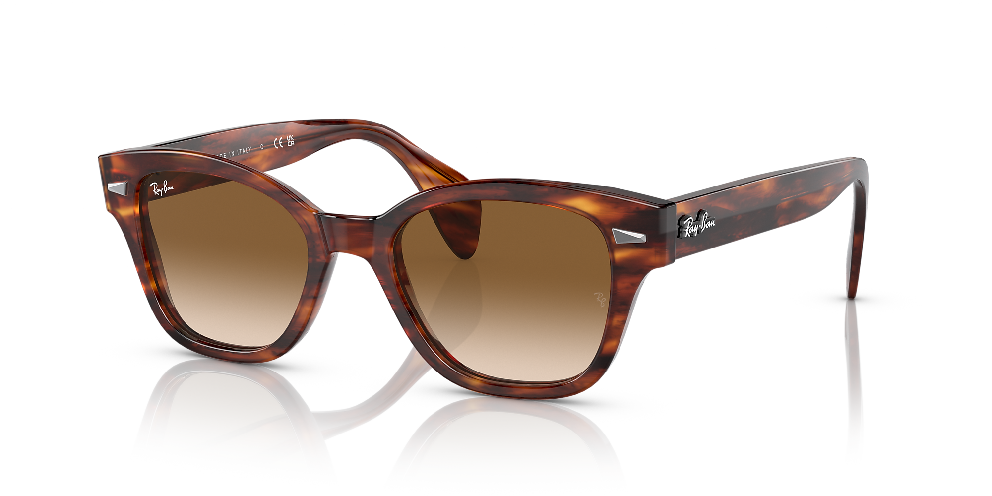 Ray-Ban RB0880S 52 Brown & Striped Havana Sunglasses | Sunglass Hut USA