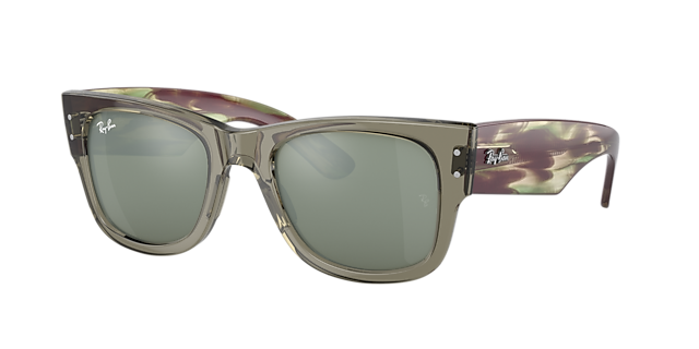 Ray-Ban RB0840S Mega Wayfarer Silver Transparent | Hut Sunglass Sunglasses Green 51 USA 