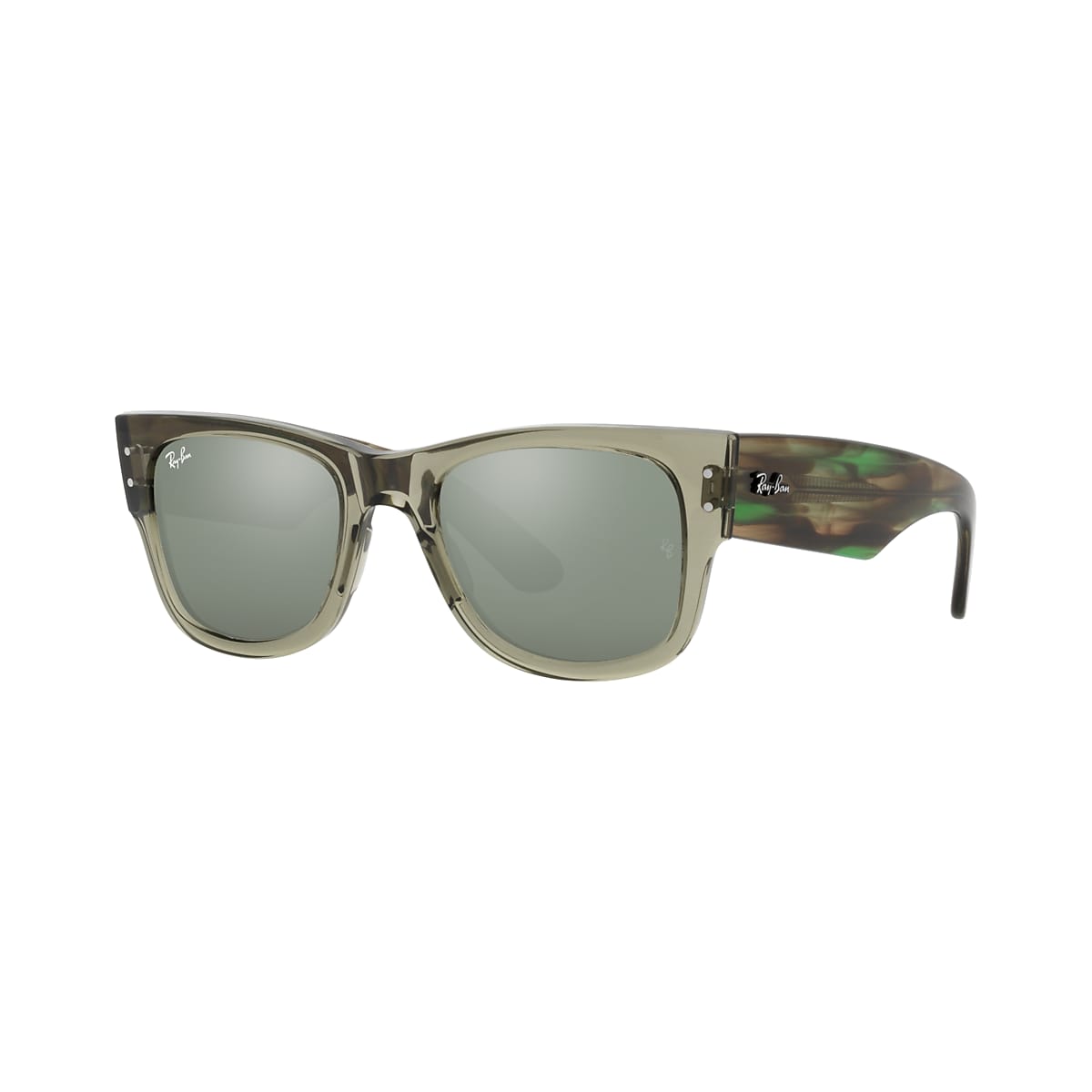 Ray-Ban RB0840S Mega Wayfarer 51 & Sunglass Sunglasses Silver Hut Green | USA Transparent