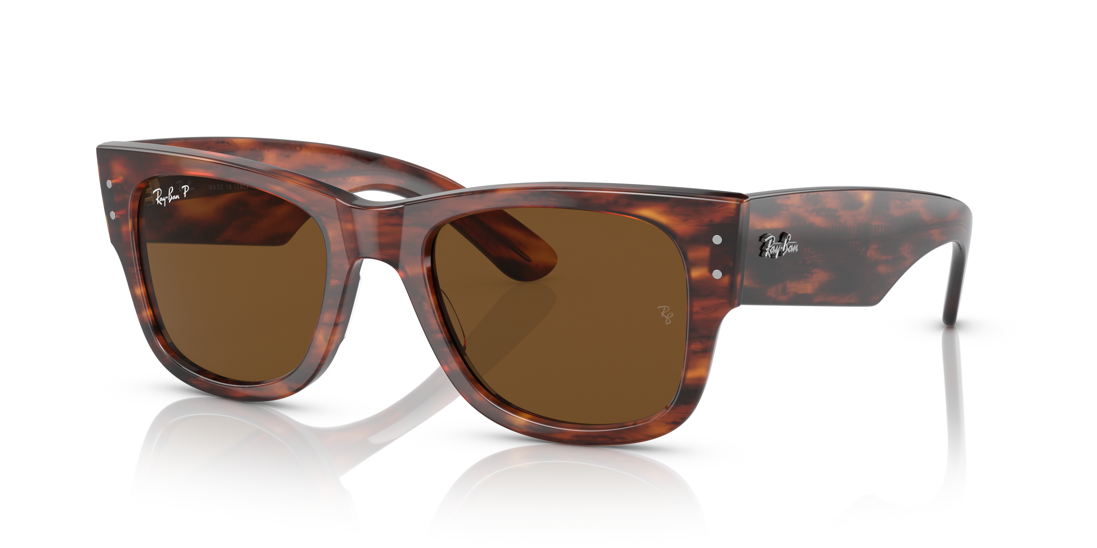Ray Ban RB0840S Mega Wayfarer 51 Brown Striped Havana Polarized Ray Ban RB0840S Mega Wayfarer 51 Brown Striped Havana Polarized