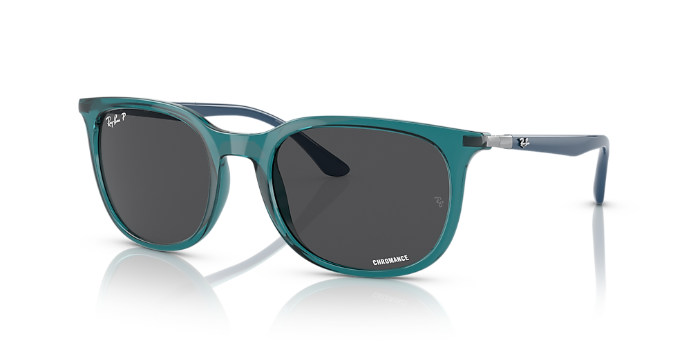 Ray-Ban RB4386 54 Dark Grey & Transparent Turquoise Polarized Sunglasses |  Sunglass Hut USA
